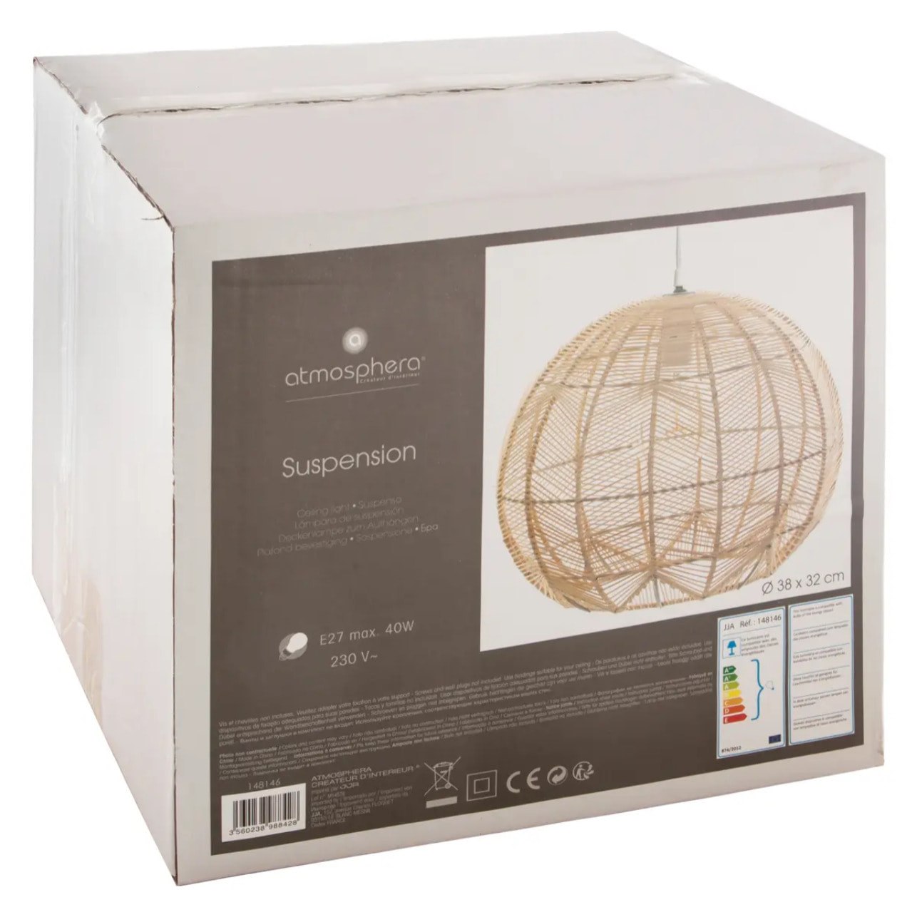 Suspension "Kita" rotin D38cm