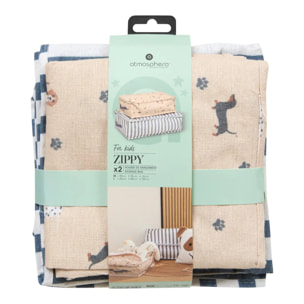 Lot de 2 housses de rangement Zippy L22xp22xH20cm