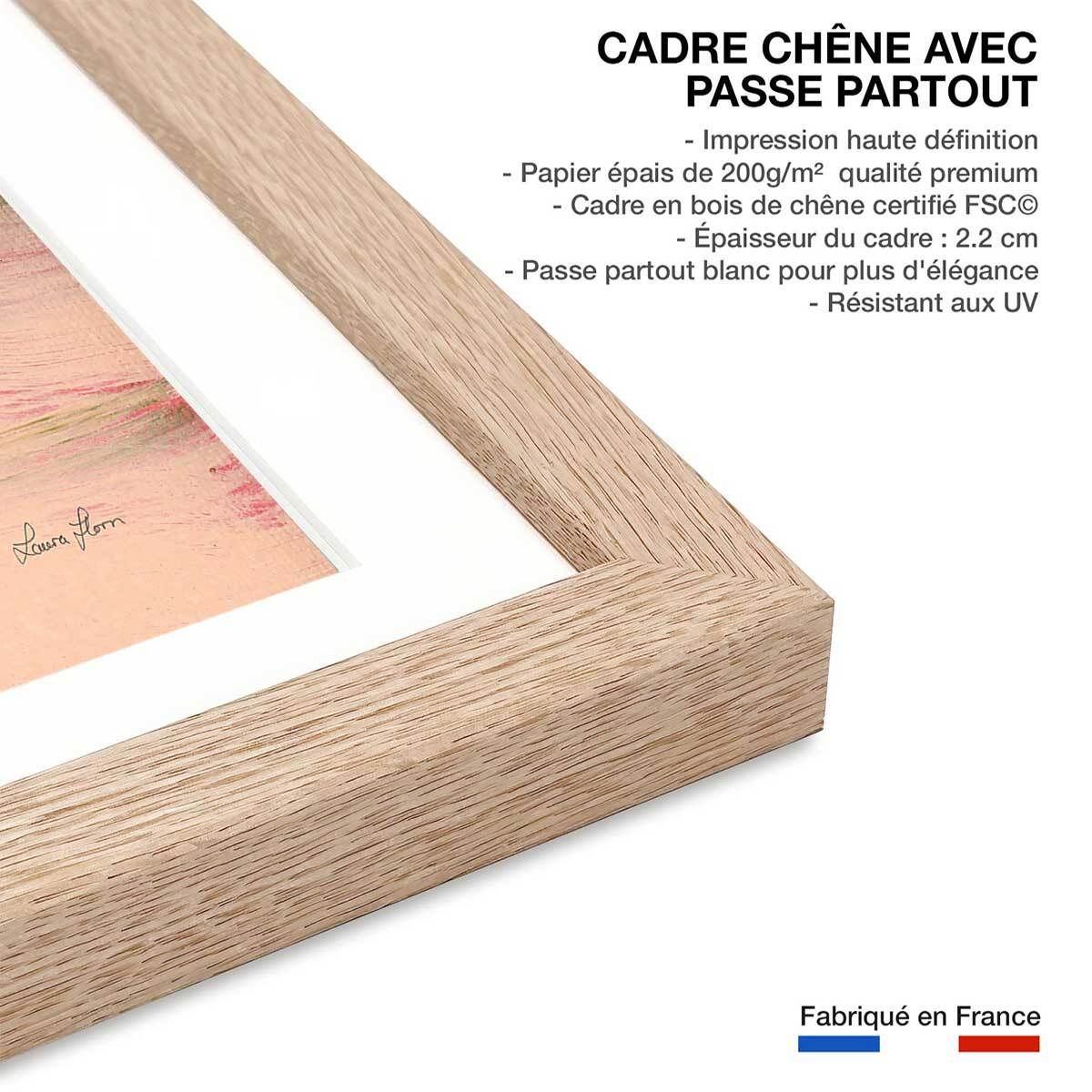 Affiche Texture brossée Affiche + cadre en bois - Chêne
