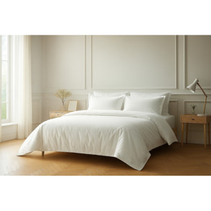 Parure Housse De Couette + 2 taies 100% Coton 57fils Blanc