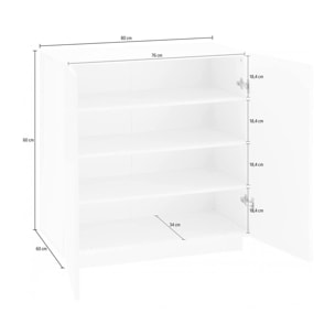 Scarpiera Apetta, Mobile multiuso a 2 ante, Portascarpe da ingresso, 100% Made in Italy, cm 80x38h86, Bianco lucido