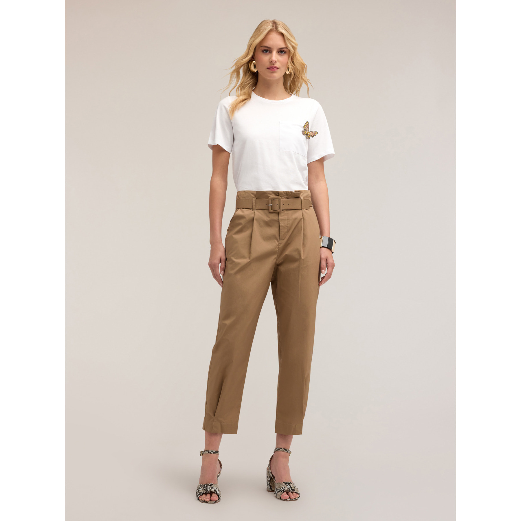 Motivi - Pantaloni chino barrel leg - Beige