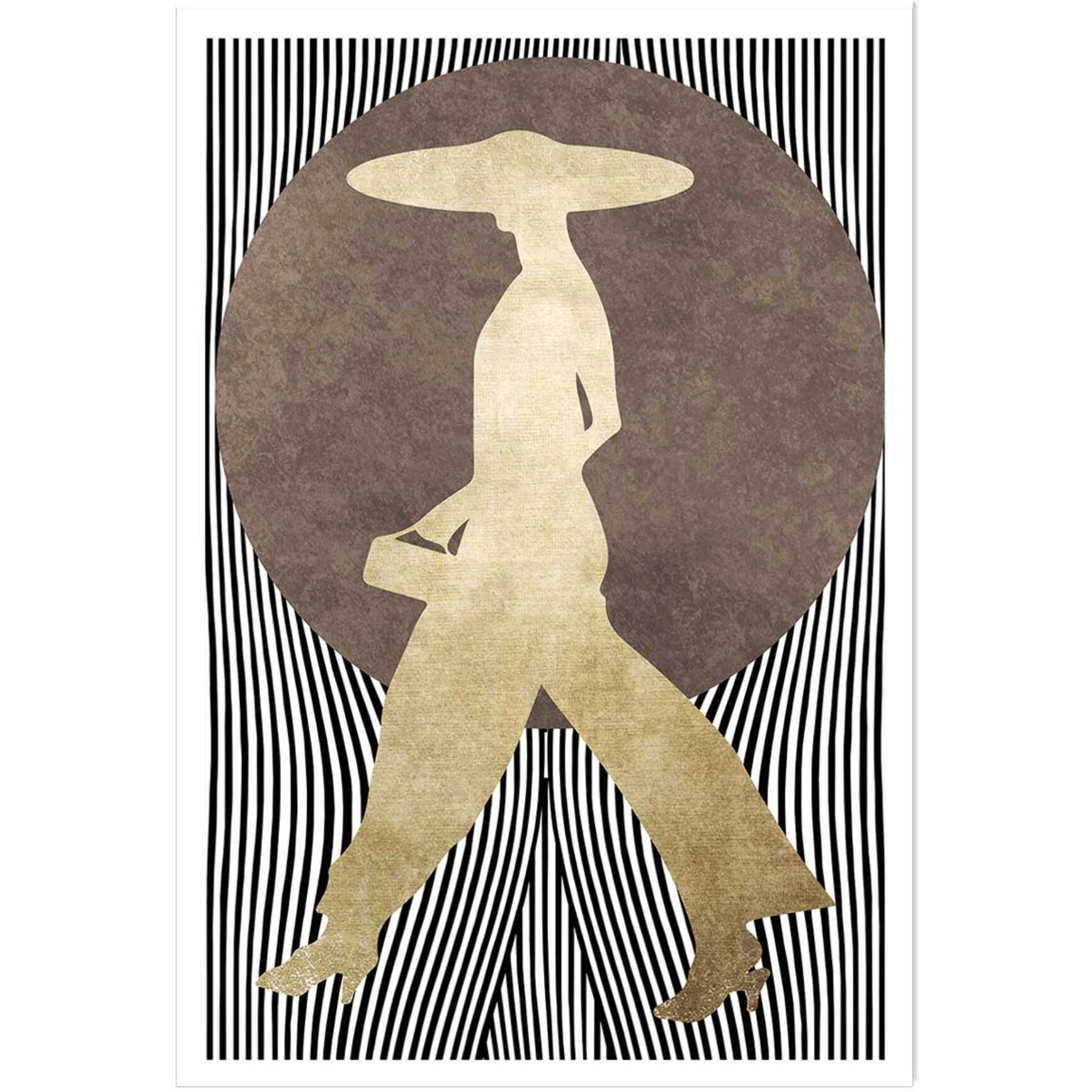 Poster silhouette femme à chapeau Affiche seule