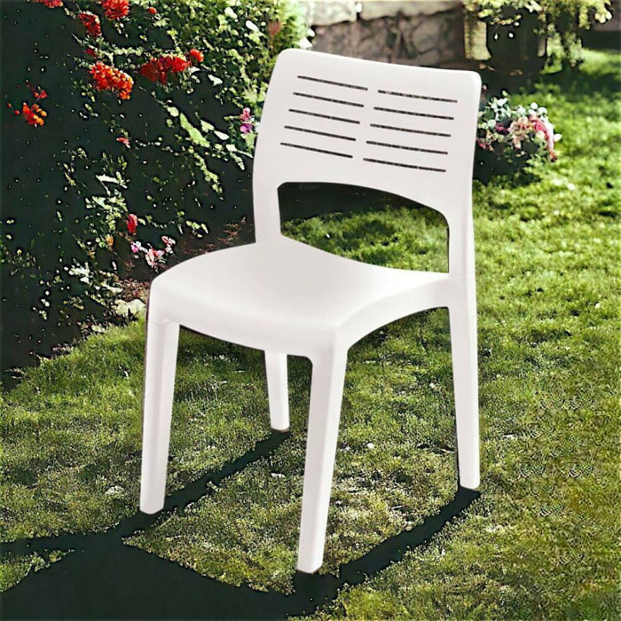 Sedia da esterno Dantonin, Seduta da giardino, Sedia per tavolo da pranzo, Poltrona outdoor, 100 % Made in Italy, 50x51h82 Cm, Bianco