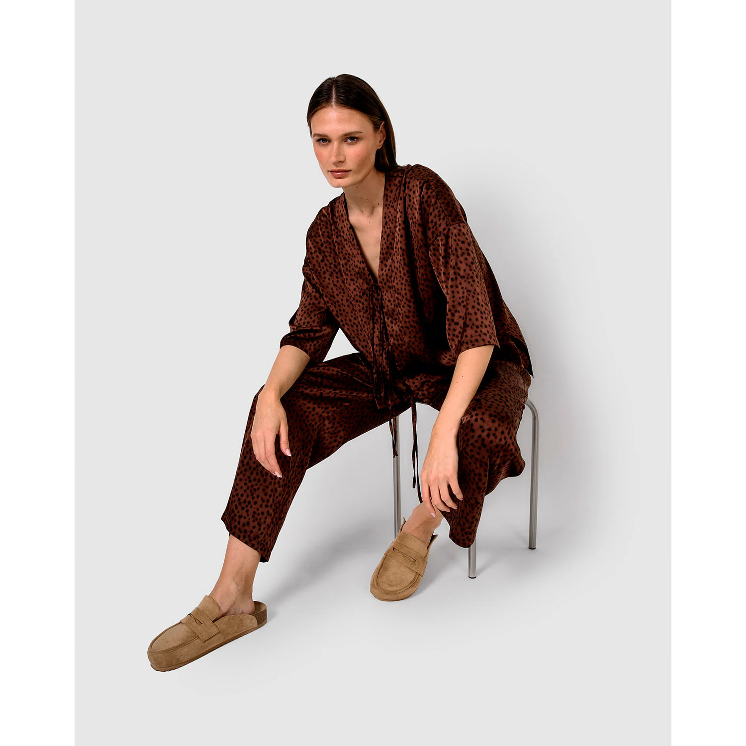 Blusa satén lazos grida teja