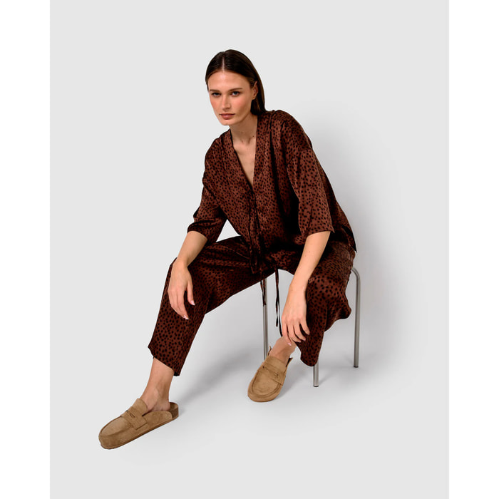 Blusa satén lazos grida teja