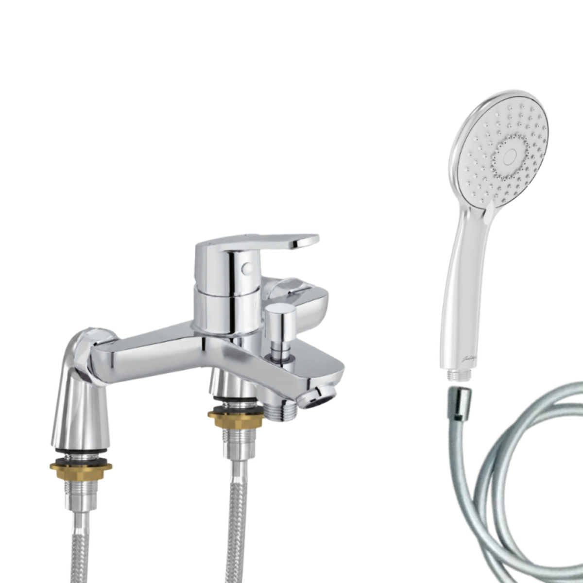 Mitigeur baignoire Aimé + pommeau de douche Juliette + flexible de douche lisse + colonnettes Idro'Flex