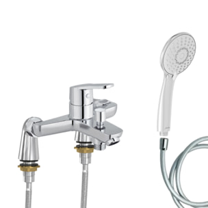 Mitigeur baignoire Aimé + pommeau de douche Juliette + flexible de douche lisse + colonnettes Idro'Flex