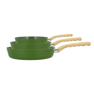 SET 3 POÊLES COLORAMA OLIVE EN ALUMINIUM