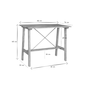 Table de bar en bois manguier massif et métal doré L130 cm MARGHA