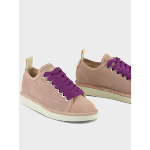 SCARPA ALLACCIATA P01 DONNA IN LINO E SUEDE ROSA CIPRIA-VIOLA PANSE'