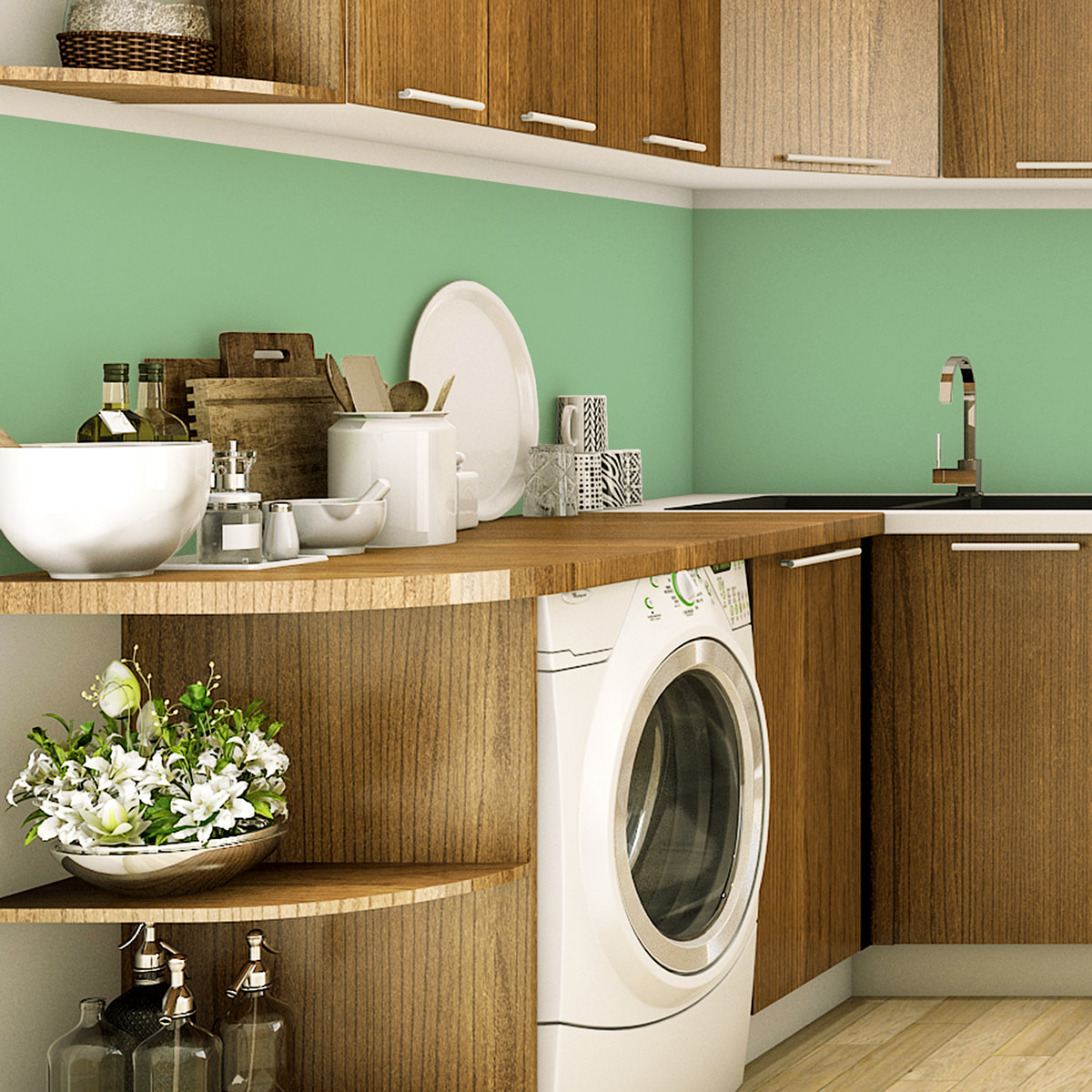 Rouleau adhésif décoratif Vinyle au Mètre - Menthe - Sticker Lavable Imperméable Mur Cuisine Meubles