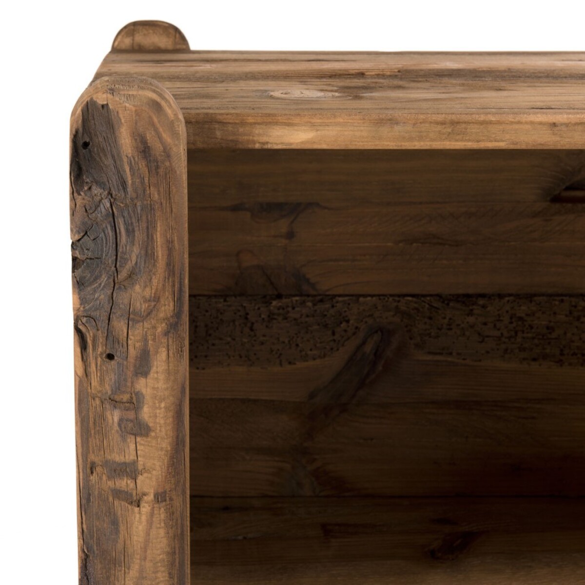 SANDY - Étagère 2 niches / Rangement chaussures marron bois Pin recyclé