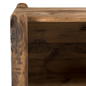 SANDY - Étagère 2 niches / Rangement chaussures marron bois Pin recyclé