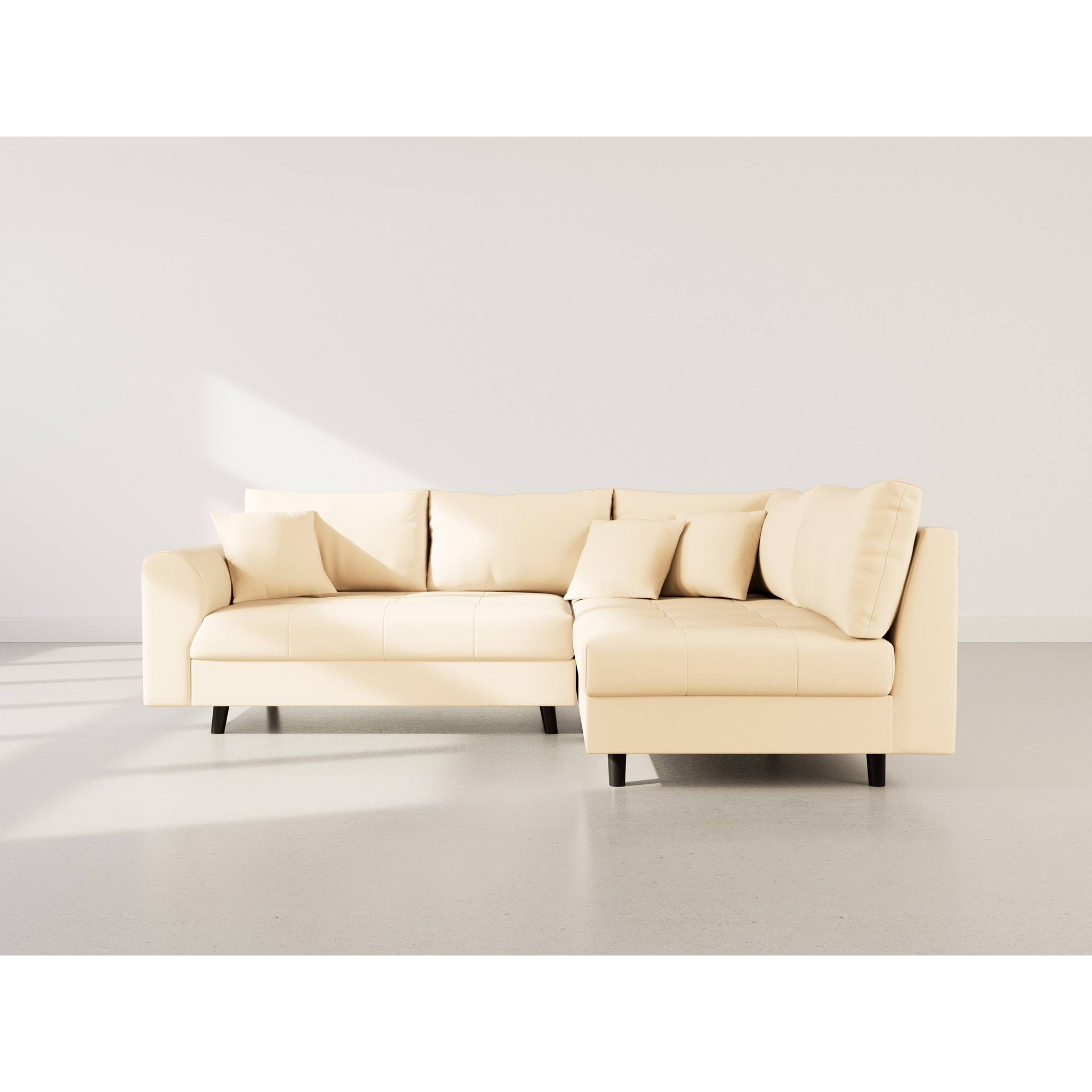 Rune - canapé d'angle droit 4 places en simili - Beige