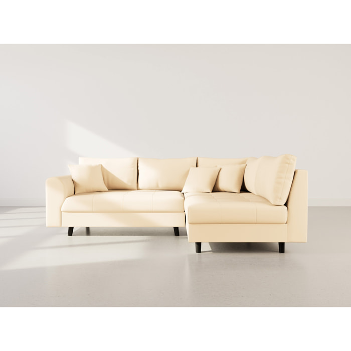 Rune - canapé d'angle droit 4 places en simili - Beige