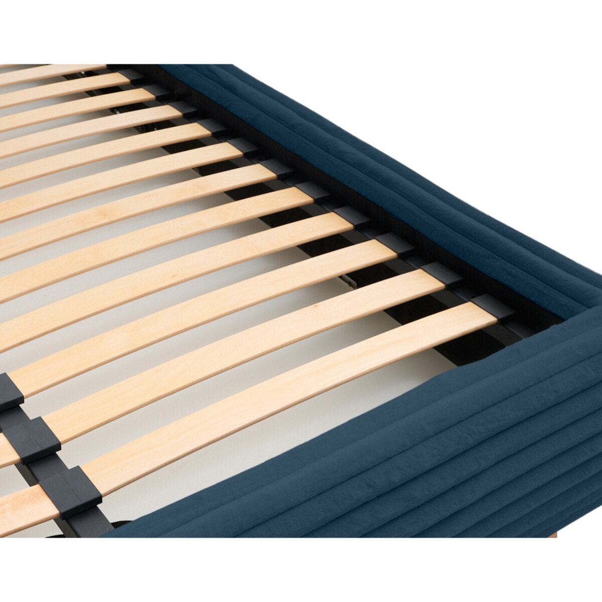 Cristal - lit coffre - 140x200 - sommier inclus - fausse fourrure côtelée - Bleu