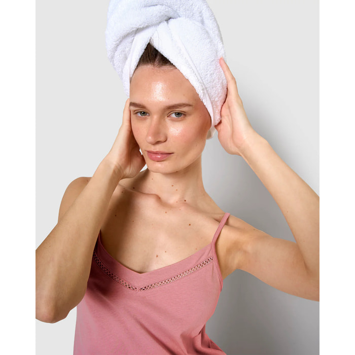 Camisón corto tirantes vainica malva