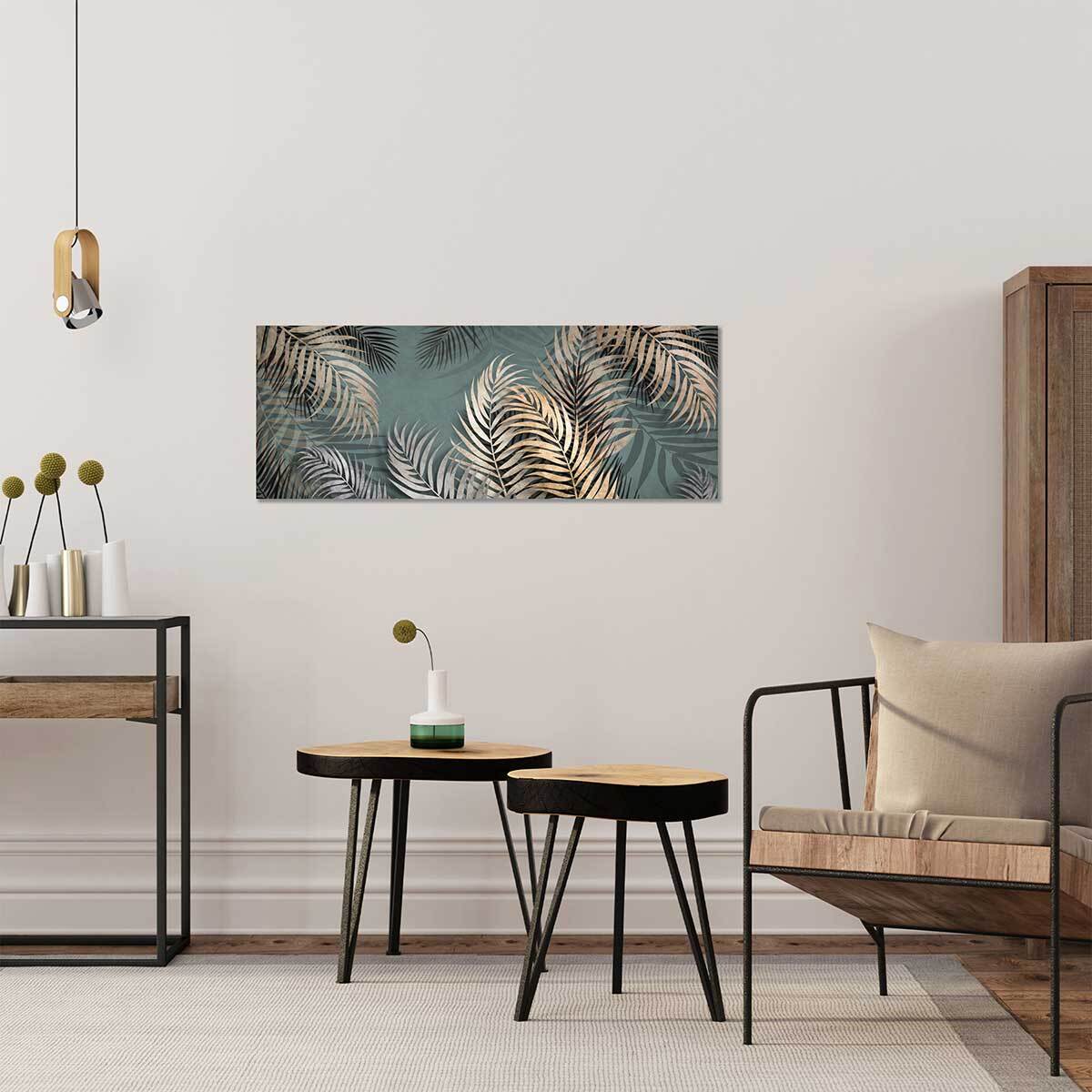 Tableau Affiche illustration feuilles d'areca - 80x30cm Toile imprimée