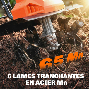 Motobineuse électrique 1500W 40cm 6 fraises acier orange