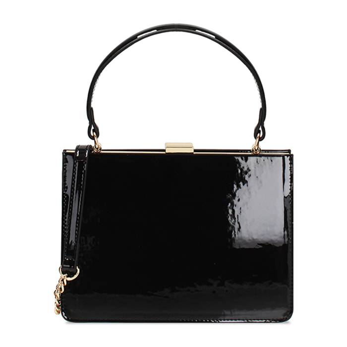 Mini bag donna nera in vernice