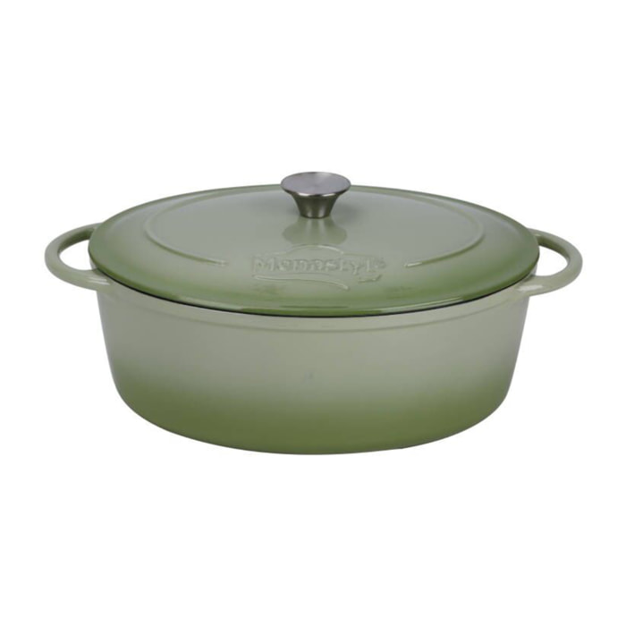 Cocotte ovale 6,5L en fonte émaillée verte COLETTE