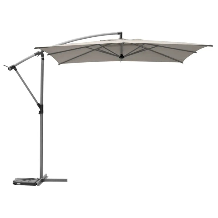 Parasol déporté carré "Manoa" taupe D2,5x2,5m en acier
