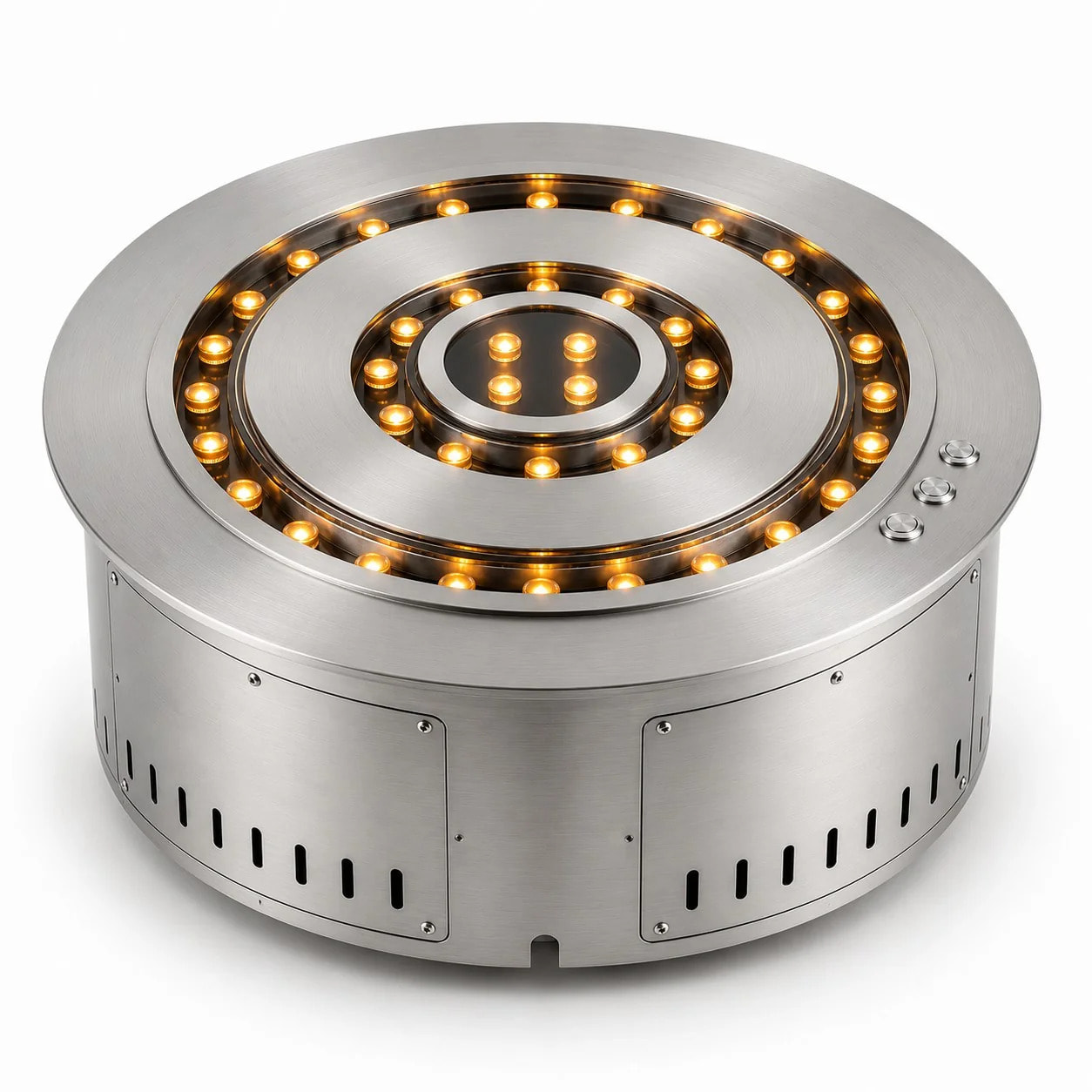 Round 3D 550 - Inserto Camino Decorativo ad Acqua Senza Calore Ø55x17 cm con Effetto Fiamma a LED 3D