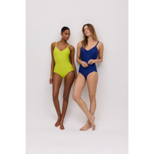 Costume da bagno snellente liscio blu