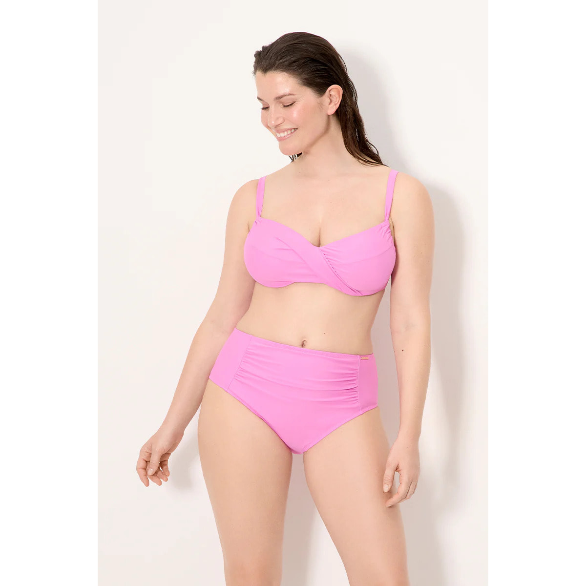 Slip bikini vita alta modellante Rosa