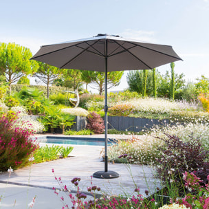 Parasol droit rond "Loompa" ardoise 3m en aluminium