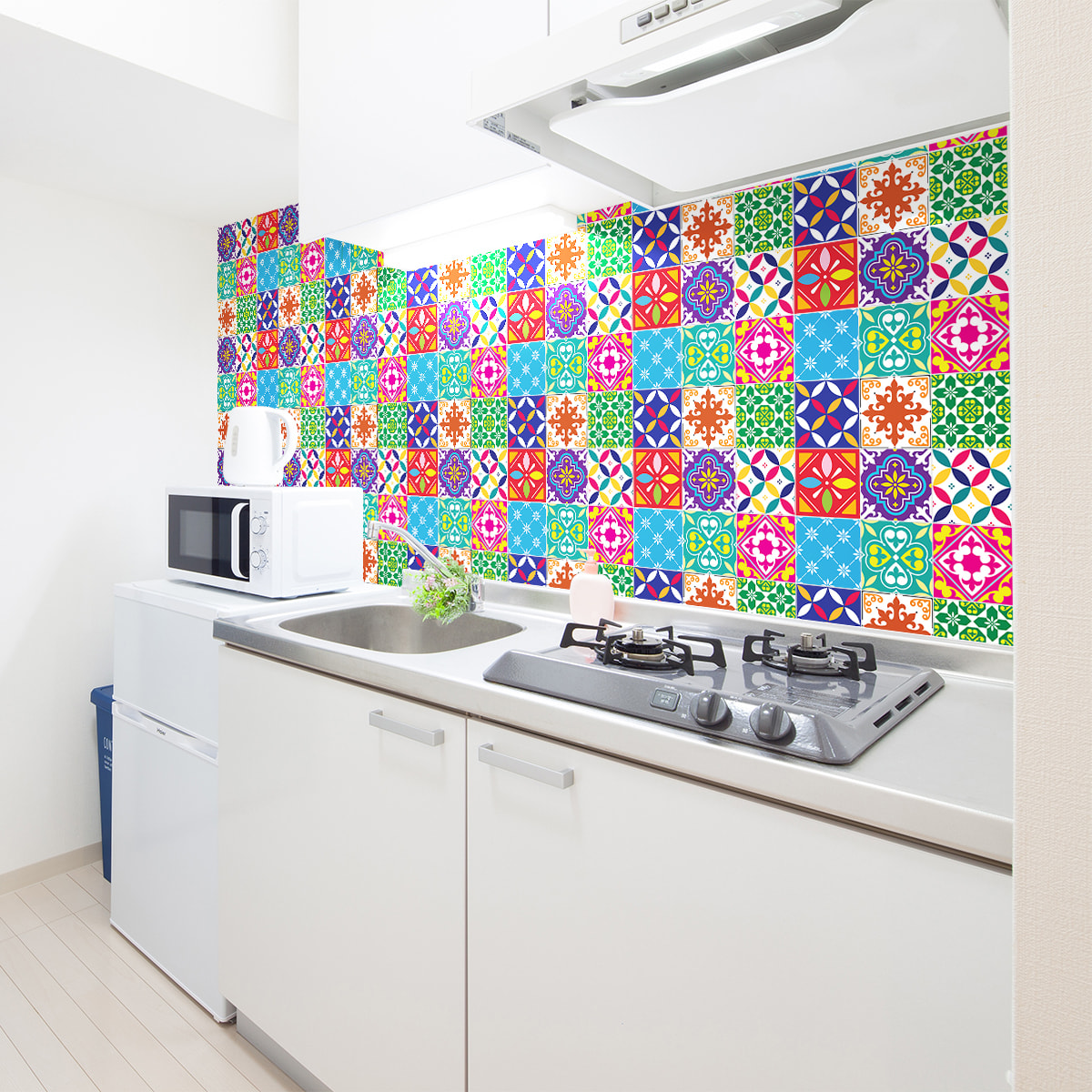 Stickers muraux - Sticker Mural Carrelage adhésif Cuisine Salle de Bain - 60 STICKERS CARRELAGES AZULEJOS CAELINA