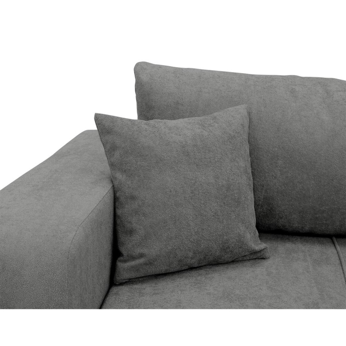 Nicole - Canapé droit 3 places convertible avec coffre en tissu - Gris