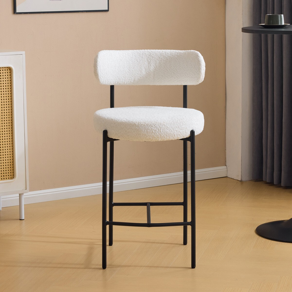 Lot de 2 tabourets de bar en tissu bouclé - EVORA