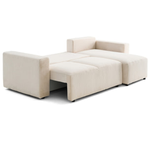 Livy - canapé d'angle réversible 4 places convertible avec coffre en fausse fourrure - Beige