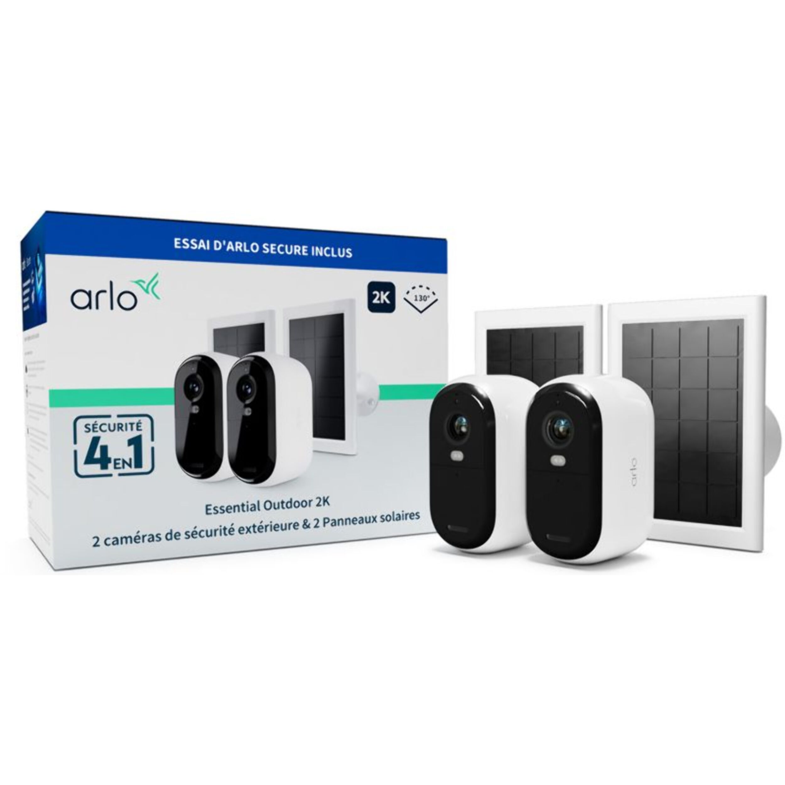 Caméra de surveillance ARLO 2 caméras Essential 2K+2 Panneaux sol.