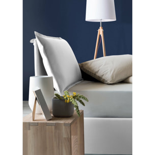 Letto singolo Aigor, Letto contenitore con rivestimento in tessuto, 100% Made in Italy, Apertura frontale, adatto per materasso Cm 90x190, Bianco