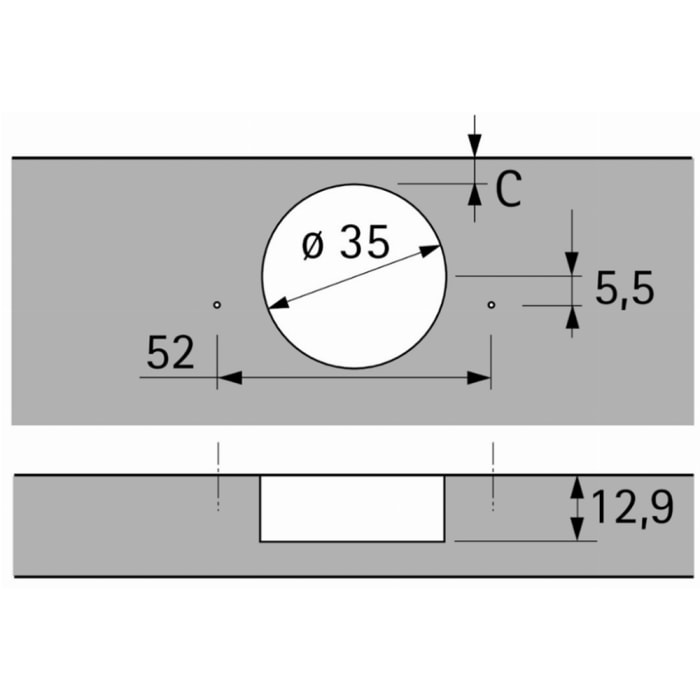 Charnière Sensys avec amortisseur HETTICH à visser - ép.porte 15/28 cais.30° 95°- porte en applique - 9088016