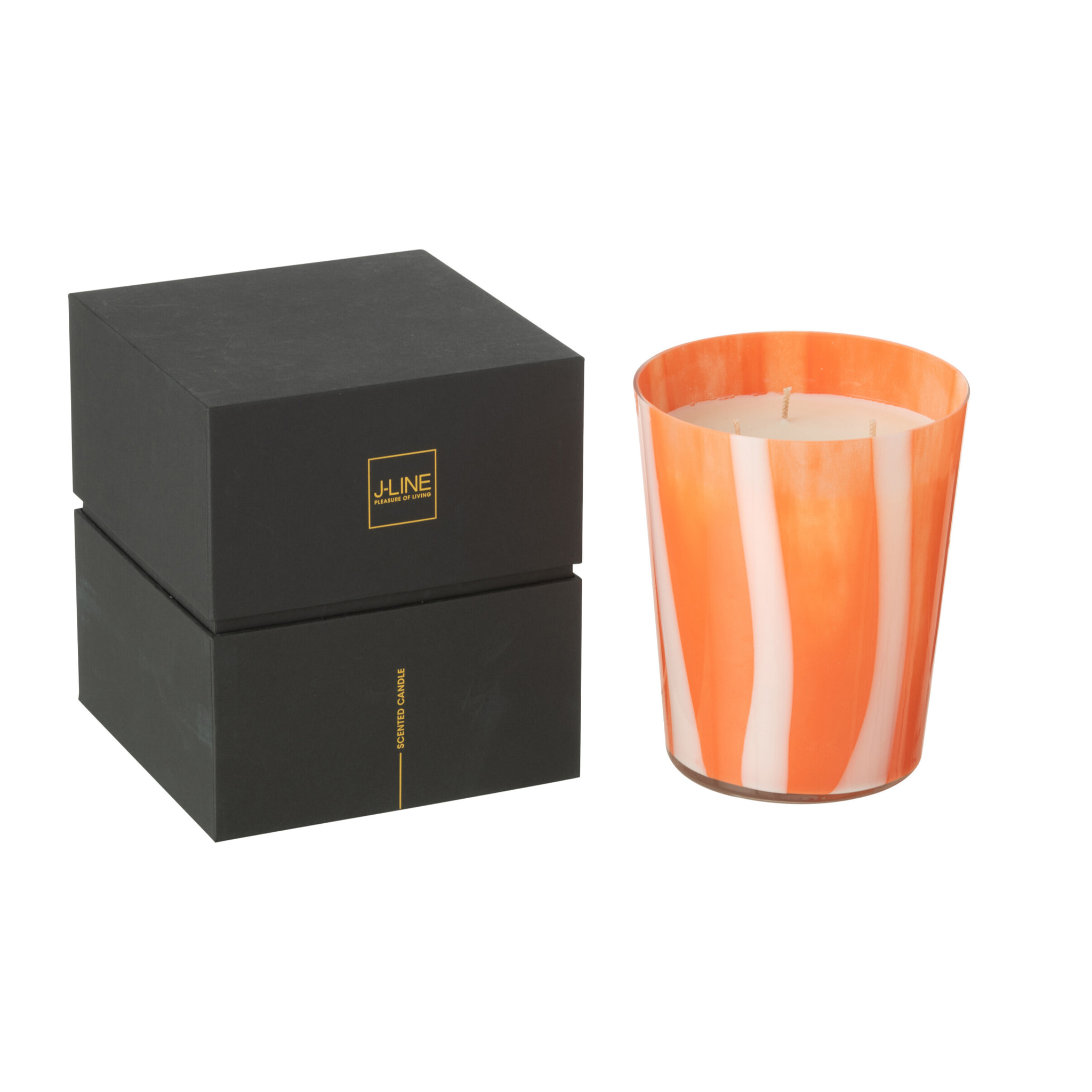 J-Line Bougie Senteur Noa Lignes Orange Medium-68Heures