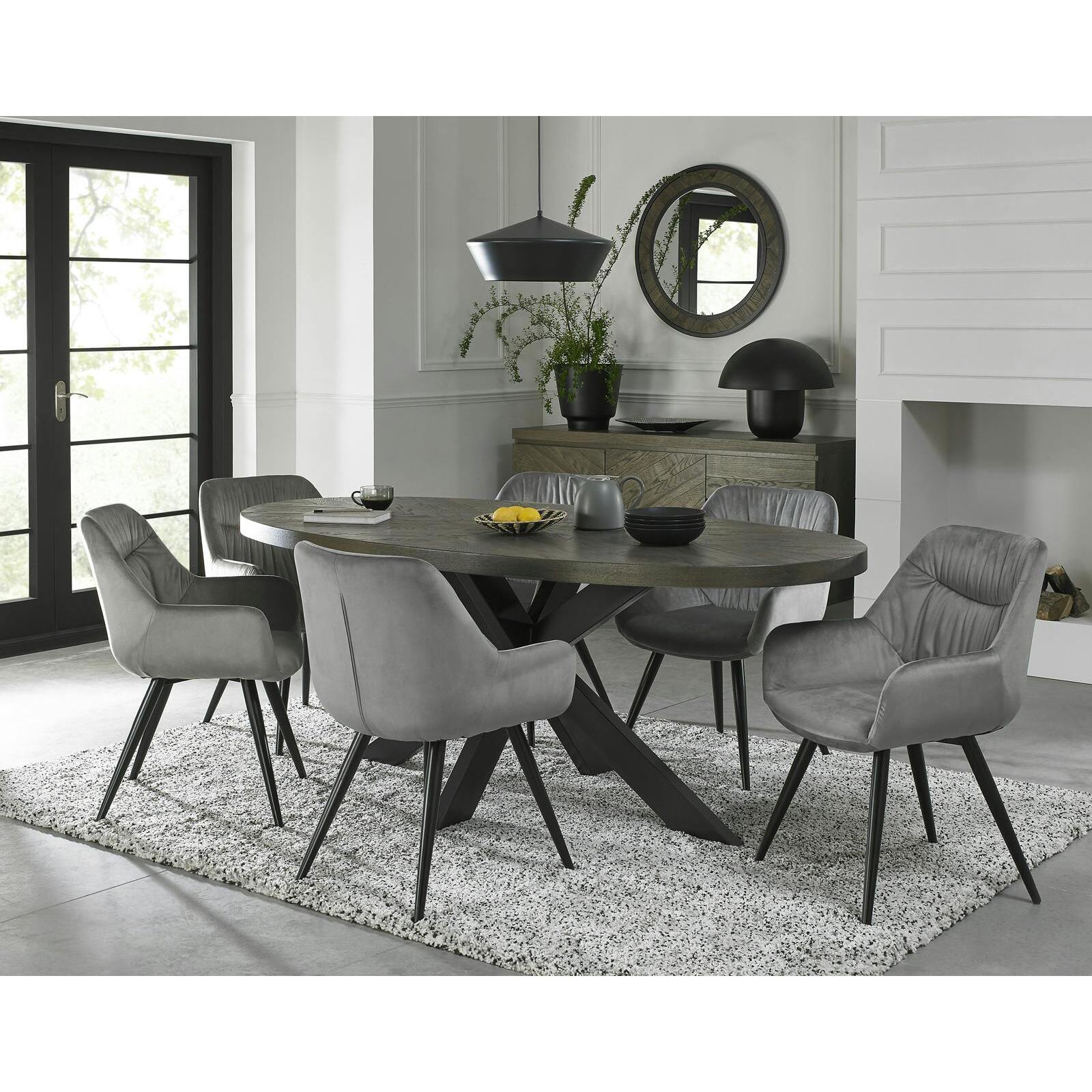 Table ovale marqueterie de chêne 200 cm ARLINGTON