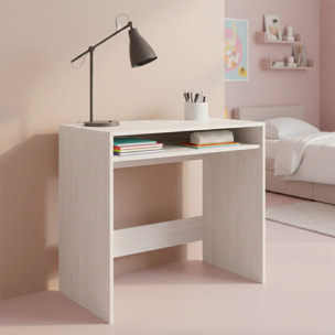 Scrivania Da Studio Compatto Tavolo Con Vano Portaoggetti Design Moderno Per Home Office Cameretta Smart Working 79 x 43 x 78 Cm Bianco Frassino