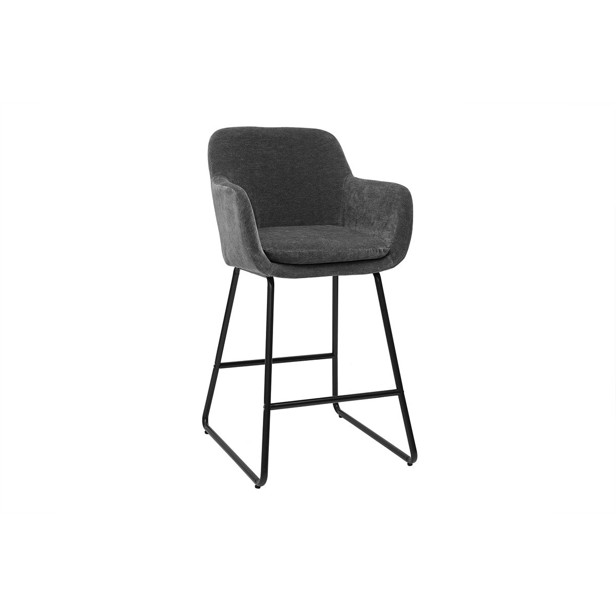 Tabourets de bar effet velours gris foncé H65 cm (lot de 2) AMIKA