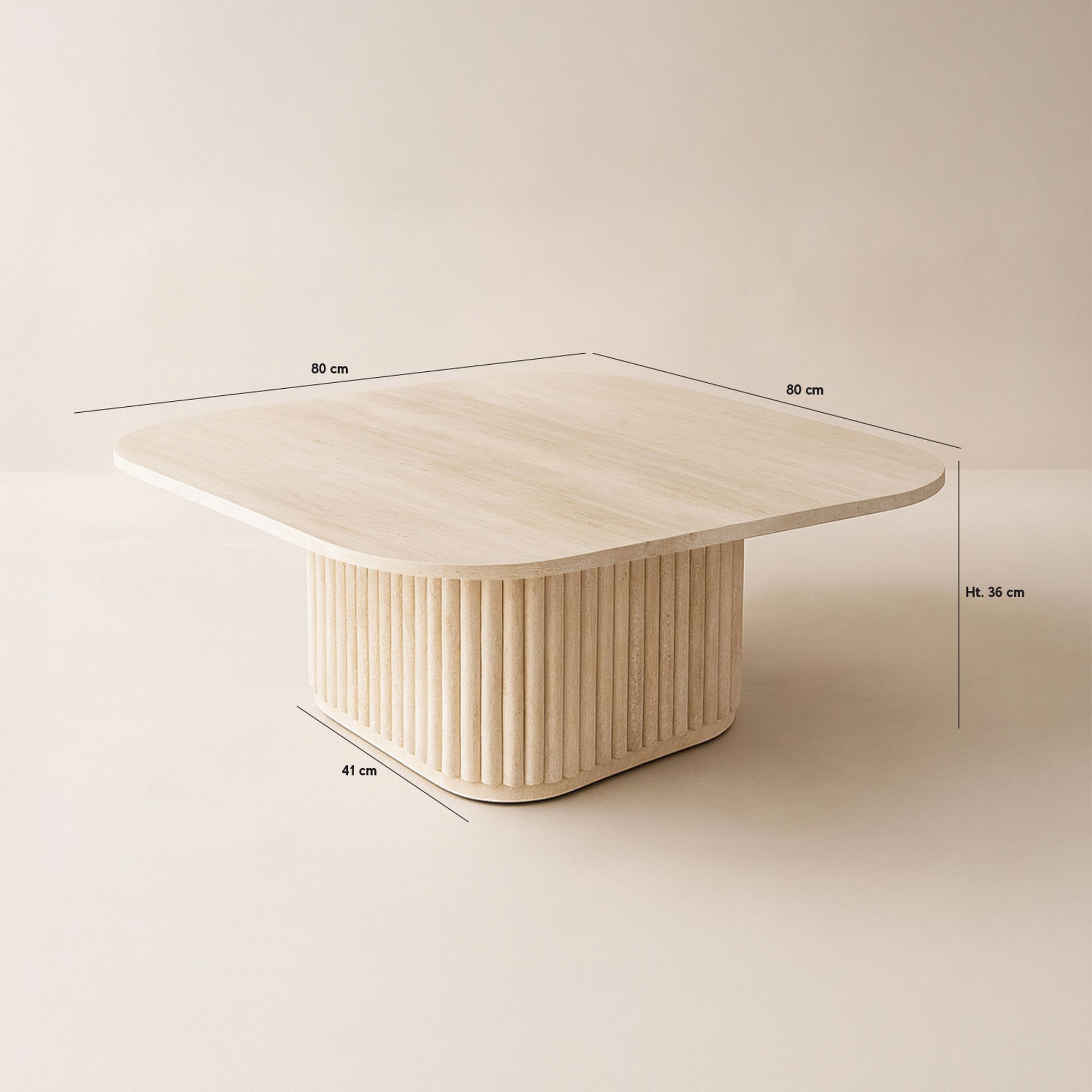 Table basse carré effet travertin 80cm SUSAN