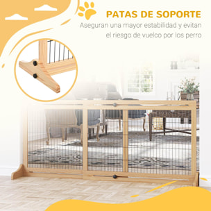 Barrera Seguridad Perrros de Madera Extensible 104-183cm Puerta Escalera Natural