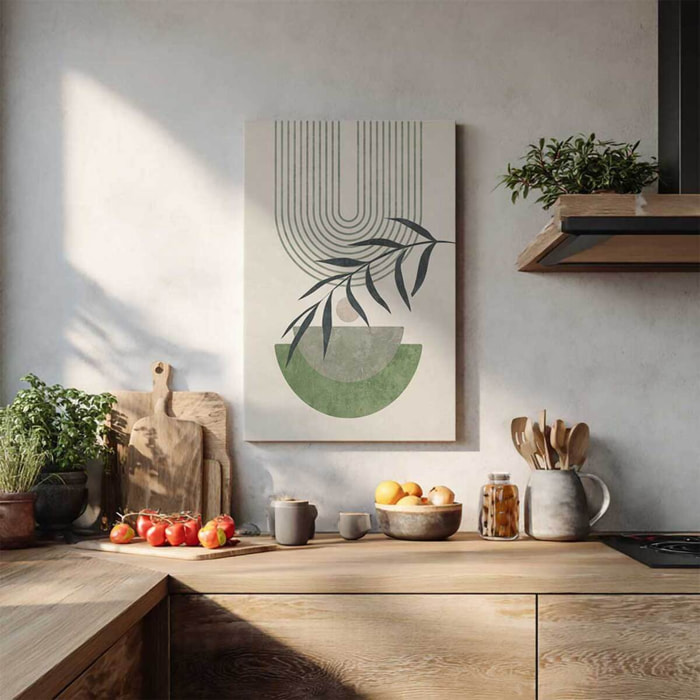 Tableau abstrait lignes végétales Toile imprimée