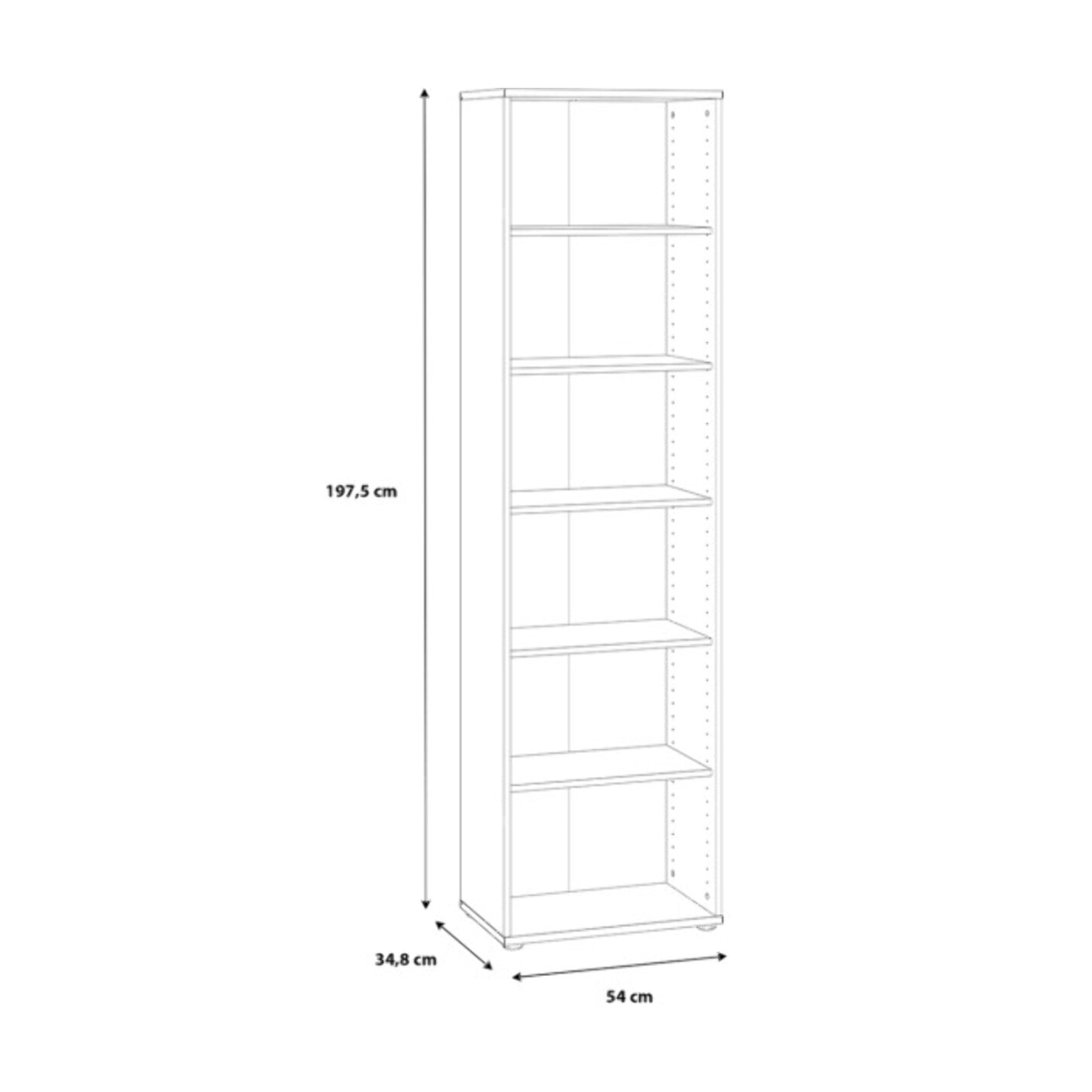 Étagère H. 198 x L. 54 cm décor chêne sonoma avec 5 étagères - MIA