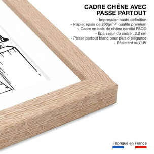 Poster spot landais Affiche + cadre en bois - Chêne