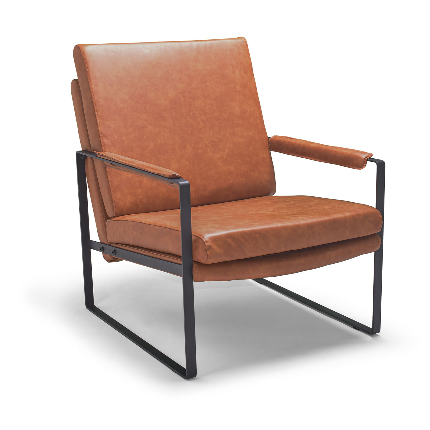 BRADFORD - Poltrona design retrò in leatherette cuoio