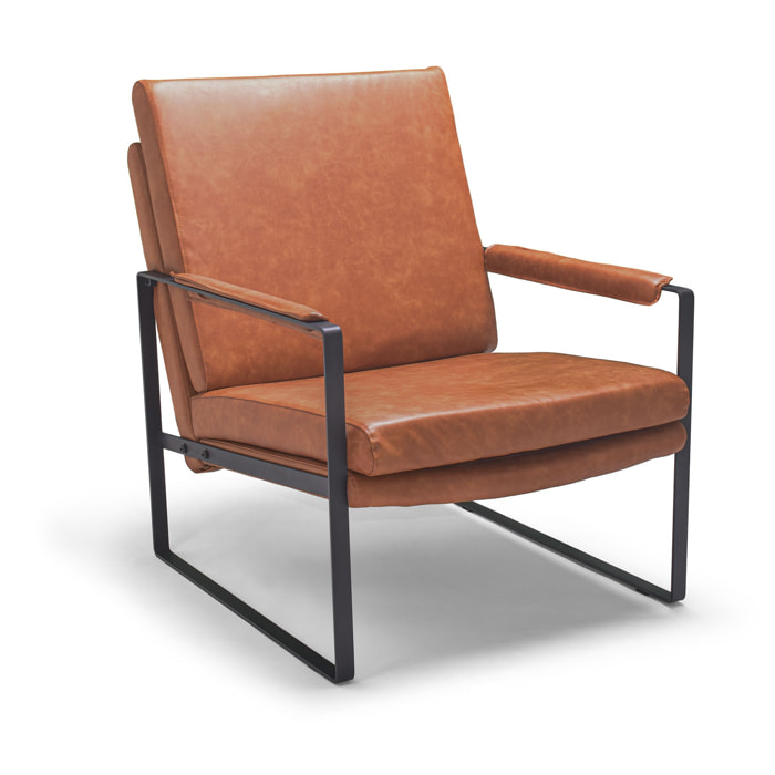 BRADFORD - Poltrona design retrÃ² in leatherette cuoio