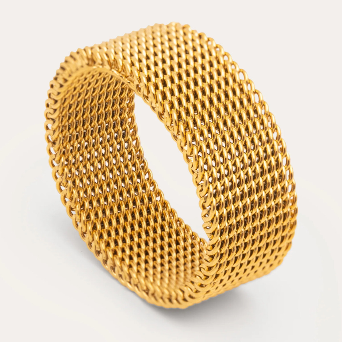 Anelli Mesh  in Acciaio Placcato Oro